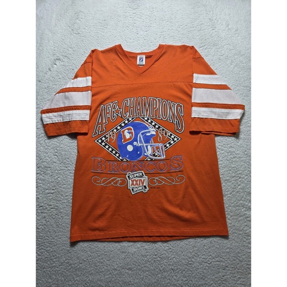 LOGO 7 Other - Vintage 1989 Denver Broncos AFC Champions Tee Size Large Logo 7 USA Orange Rare